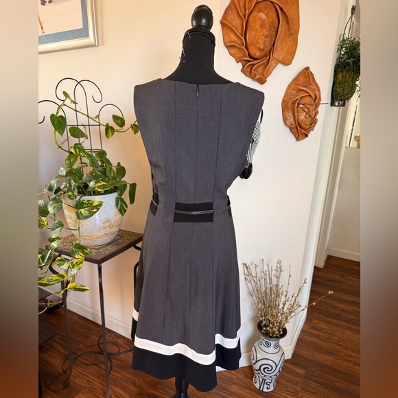 Calvin Klein Charcoal Gray Sleeveless Belted Dress - Picture 3 of 5
